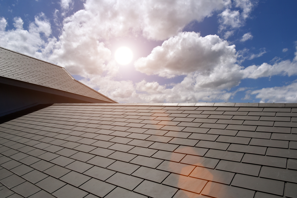 Slate,roof,house,with,blue,sky,at,asean
